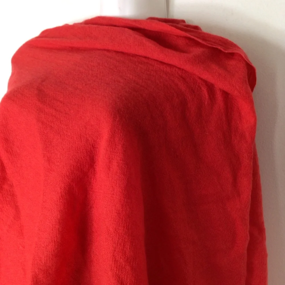 Cashmere scarf women Nepal Bright Coral Knit Scarf with Care Tag - Picture 2 of 5